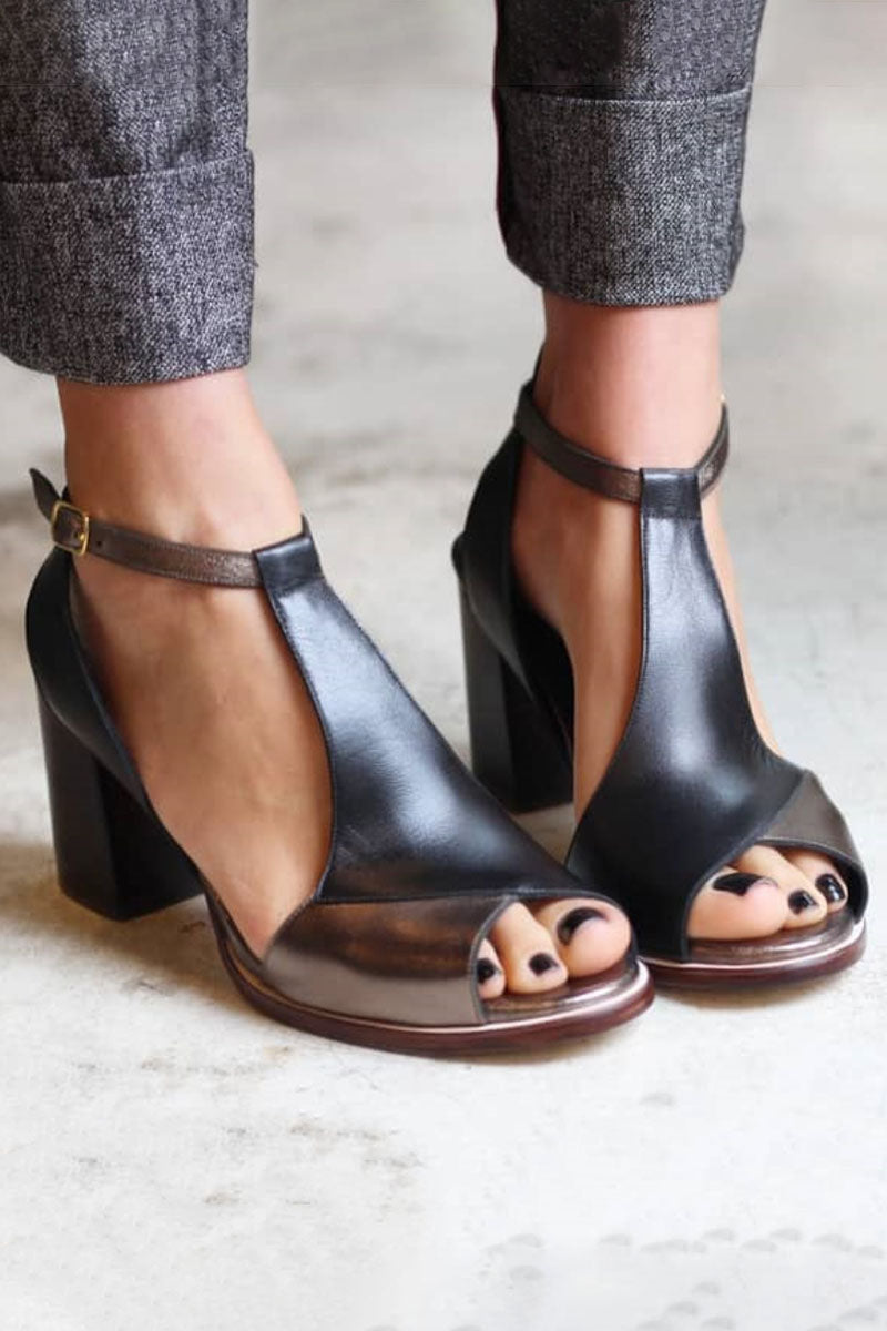 Maison Armand™ | Sandales Noires Patchwork Élégance