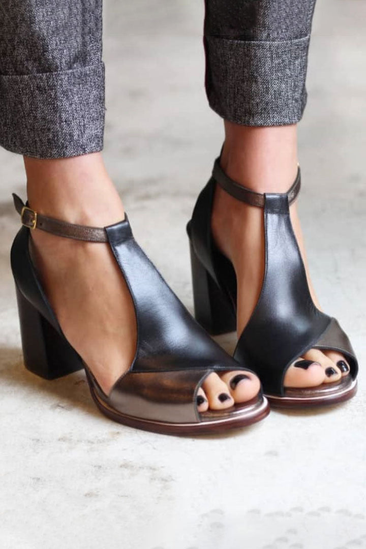 Maison Armand™ | Sandales Noires Patchwork Élégance