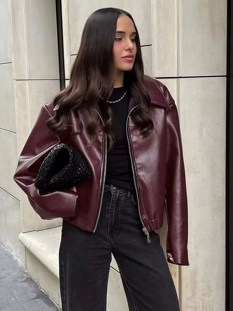Maison Armand™  | Veste en cuir rouge