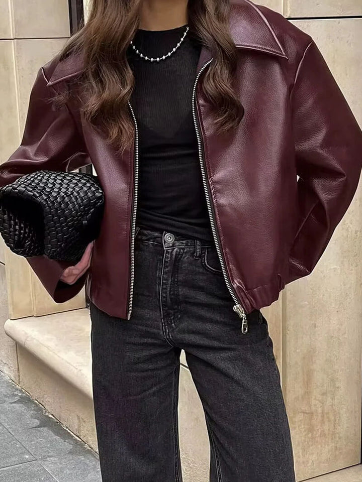 Maison Armand™  | Veste en cuir rouge
