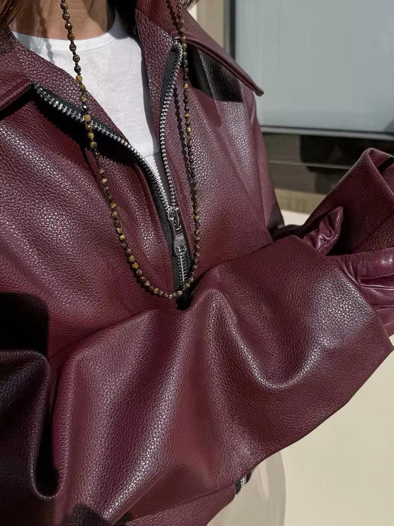 Maison Armand™  | Veste en cuir rouge