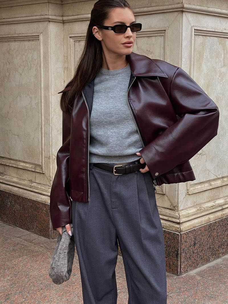 Maison Armand™  | Veste en cuir rouge