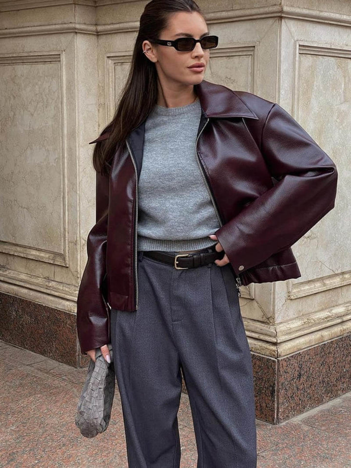 Maison Armand™  | Veste en cuir rouge