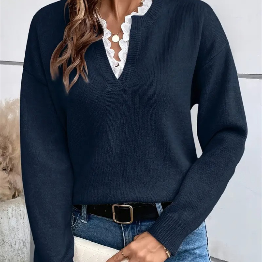 Maison Armand™ | Pull Col Dentelle Élégant