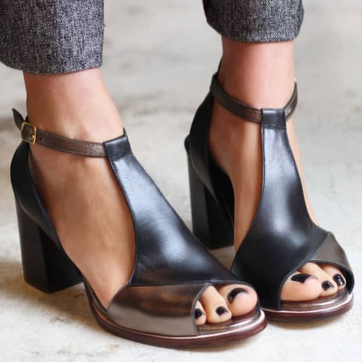 Maison Armand™ | Sandales Noires Patchwork Élégance